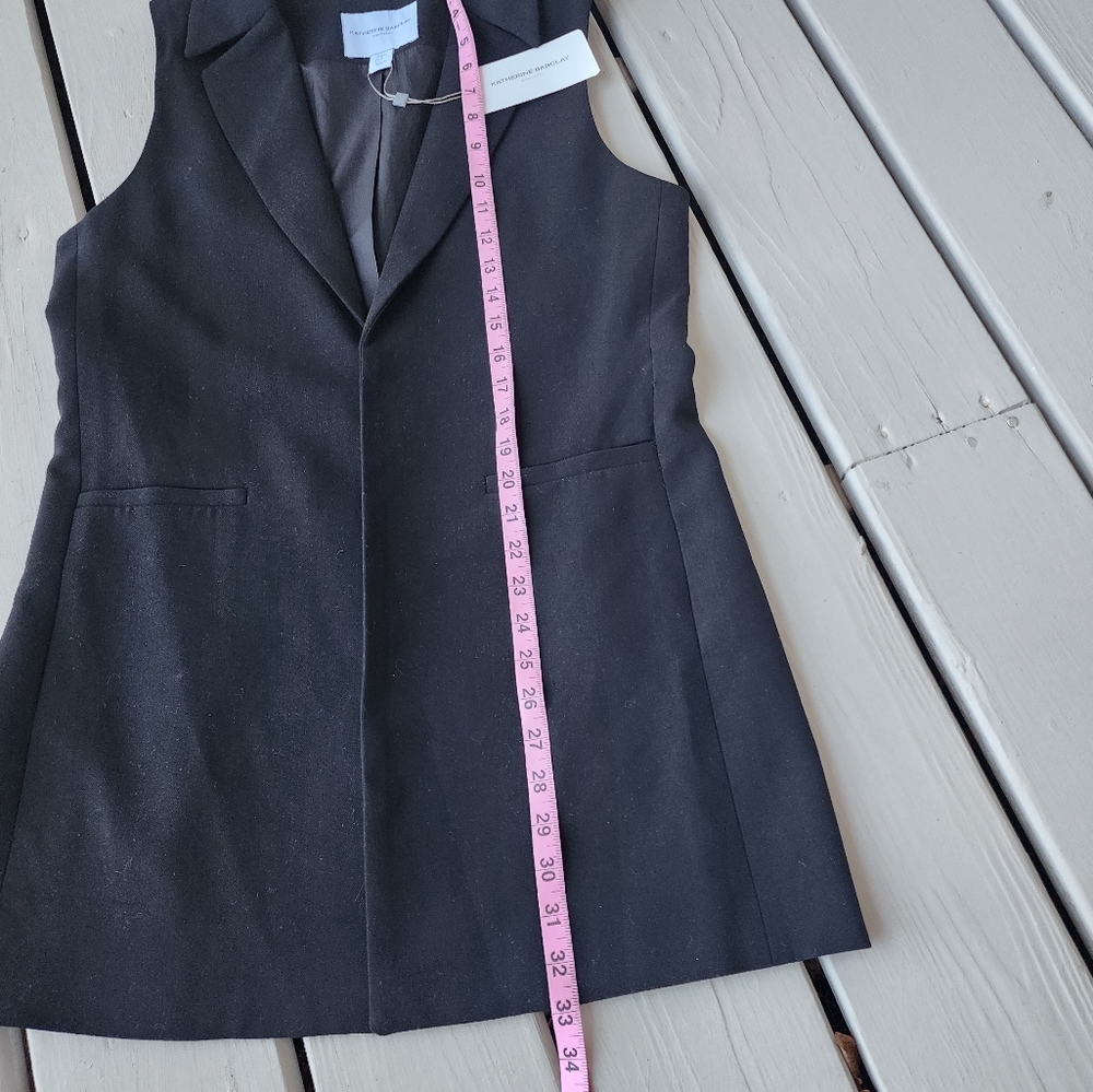 NWT M VEST Black Openfront long vest - Picture 6 of 16